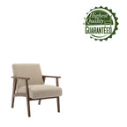 Fauteuil d'appoint en tissu avec pieds en bois d'hévéa