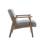 Fauteuil d'appoint en tissu avec pieds en bois d'hévéa
