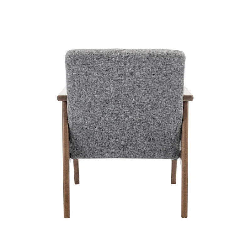 Fauteuil d'appoint en tissu avec pieds en bois d'hévéa
