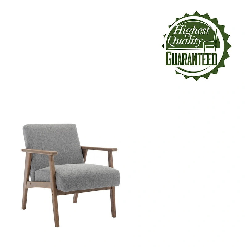 Fauteuil d'appoint en tissu avec pieds en bois d'hévéa