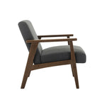 Fauteuil d'appoint en tissu avec pieds en bois d'hévéa