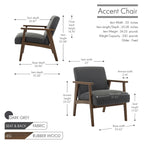 Fauteuil d'appoint en tissu avec pieds en bois d'hévéa