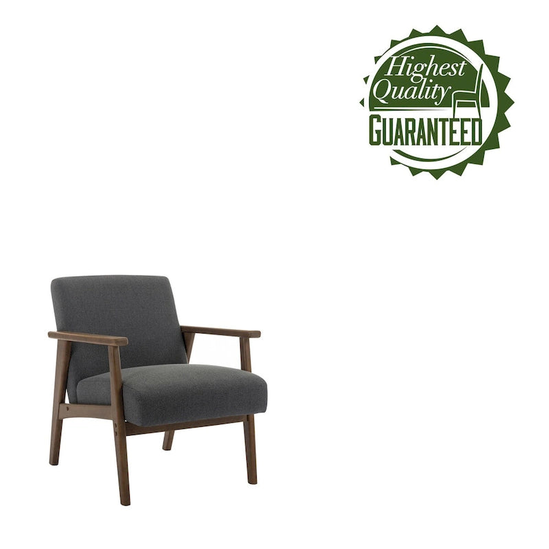Fauteuil d'appoint en tissu avec pieds en bois d'hévéa