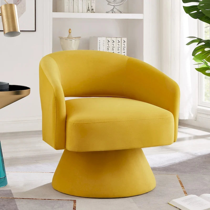 Fauteuil pivotant d'appoint en velours avec dossier ajouré