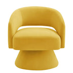Fauteuil pivotant d'appoint en velours avec dossier ajouré