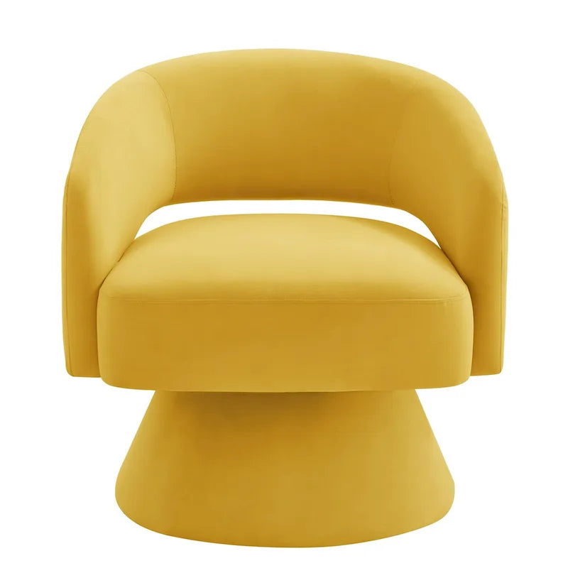 Fauteuil pivotant d'appoint en velours avec dossier ajouré