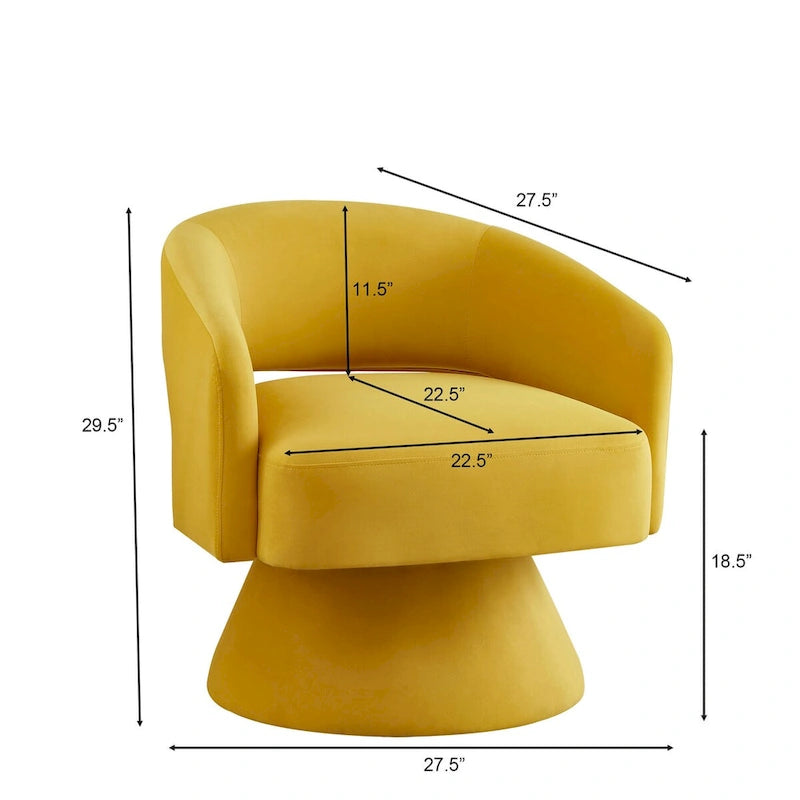 Fauteuil pivotant d'appoint en velours avec dossier ajouré