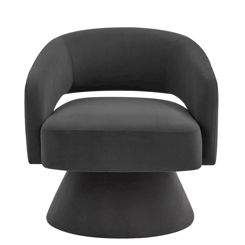 Fauteuil pivotant d'appoint en velours avec dossier ajouré