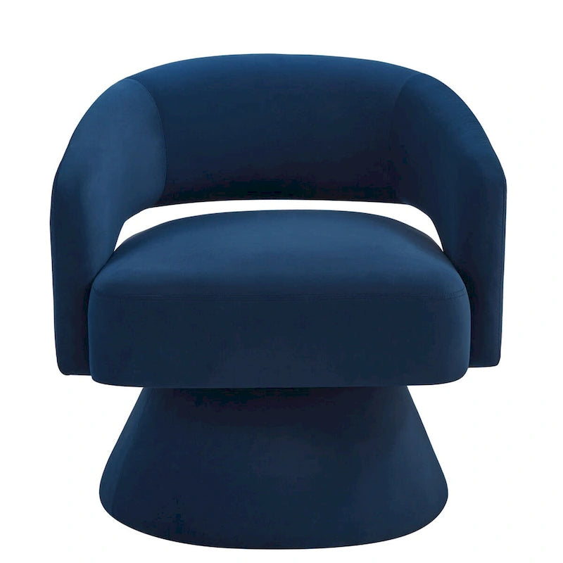 Fauteuil pivotant d'appoint en velours avec dossier ajouré