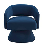 Fauteuil pivotant d'appoint en velours avec dossier ajouré