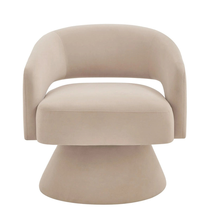 Fauteuil pivotant d'appoint en velours avec dossier ajouré