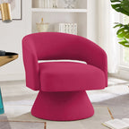 Fauteuil pivotant d'appoint en velours avec dossier ajouré