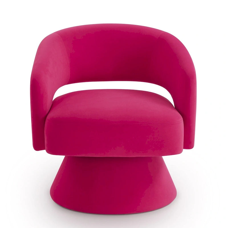 Fauteuil pivotant d'appoint en velours avec dossier ajouré