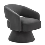 Fauteuil pivotant d'appoint en velours avec dossier ajouré