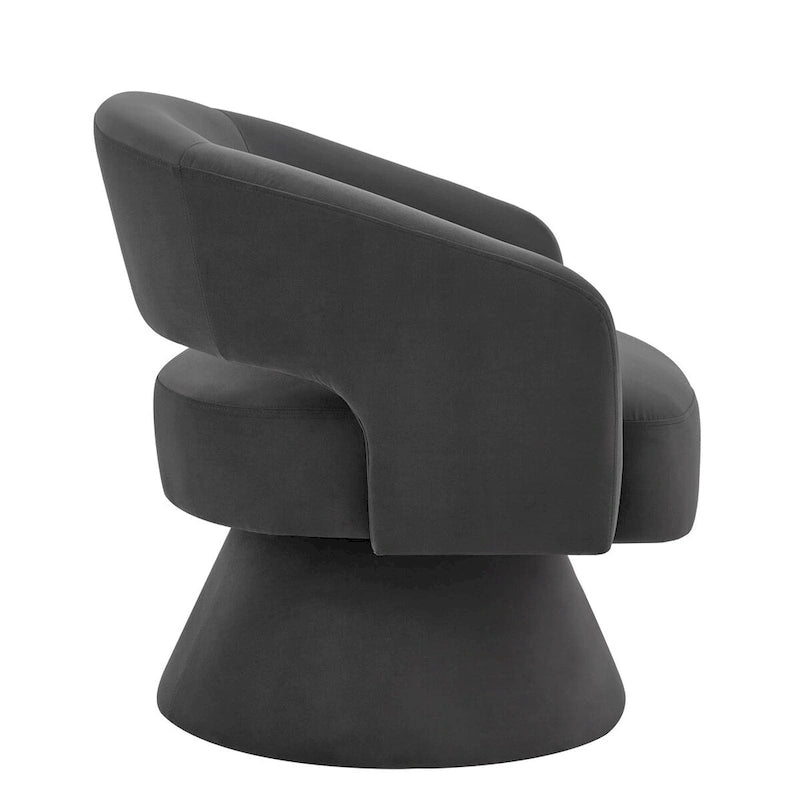 Fauteuil pivotant d'appoint en velours avec dossier ajouré
