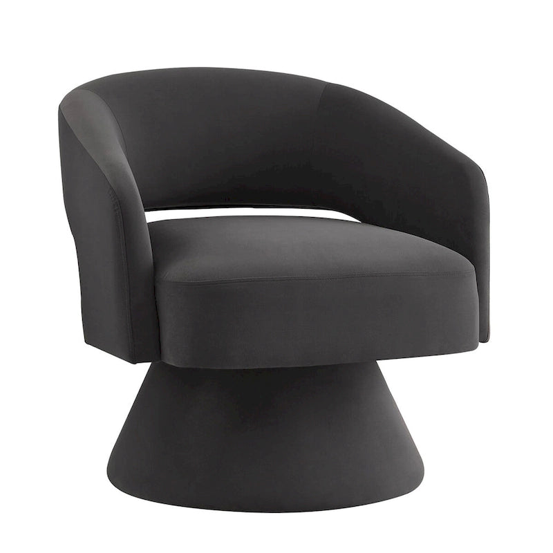 Fauteuil pivotant d'appoint en velours avec dossier ajouré