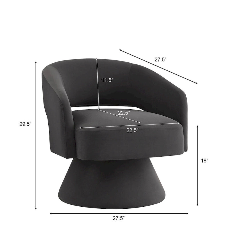 Fauteuil pivotant d'appoint en velours avec dossier ajouré