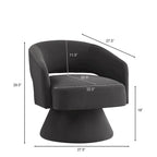 Fauteuil pivotant d'appoint en velours avec dossier ajouré