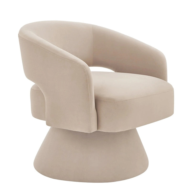 Fauteuil pivotant d'appoint en velours avec dossier ajouré