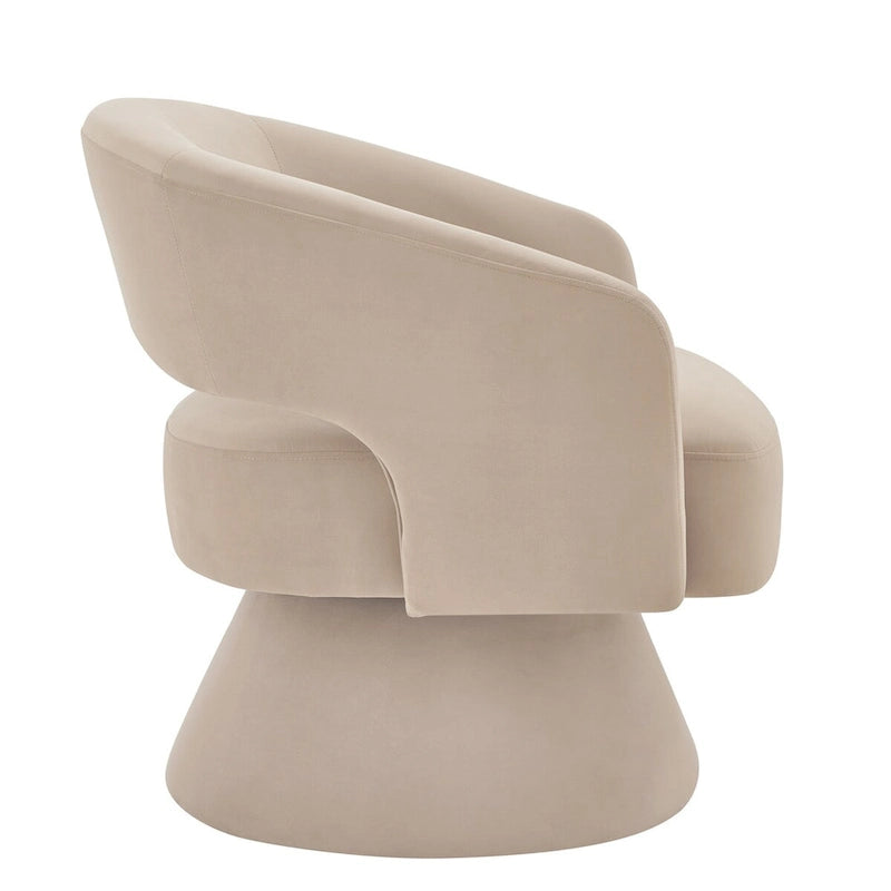 Fauteuil pivotant d'appoint en velours avec dossier ajouré