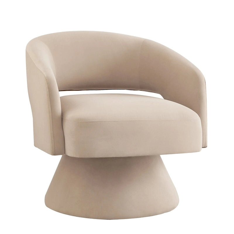 Fauteuil pivotant d'appoint en velours avec dossier ajouré