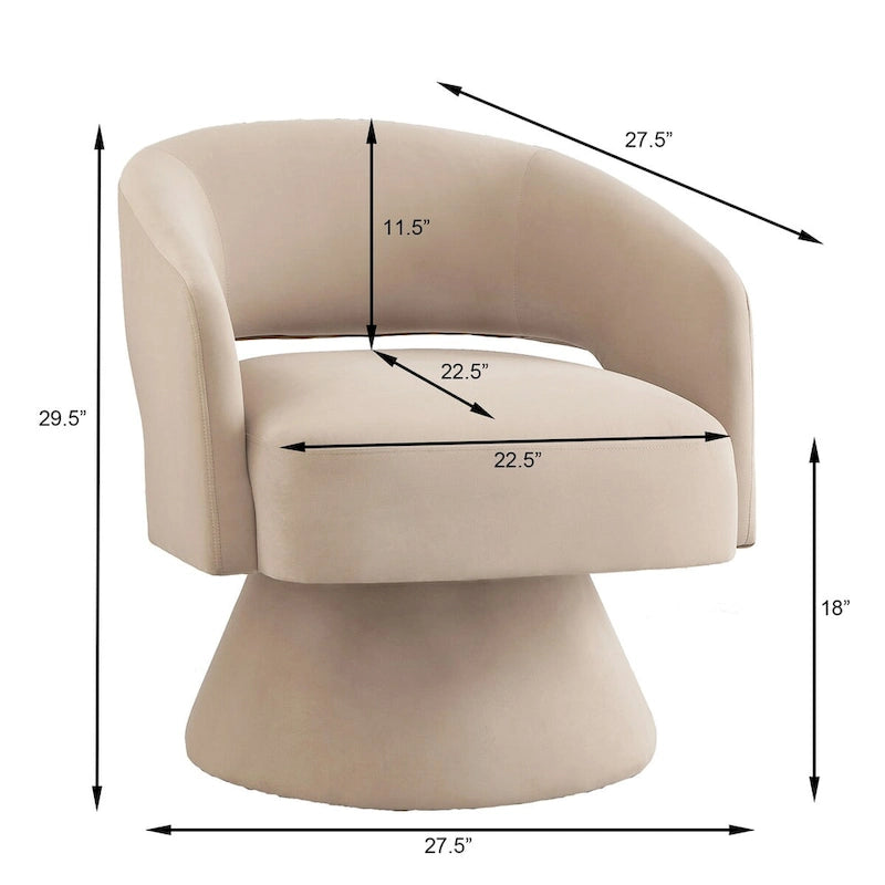 Fauteuil pivotant d'appoint en velours avec dossier ajouré