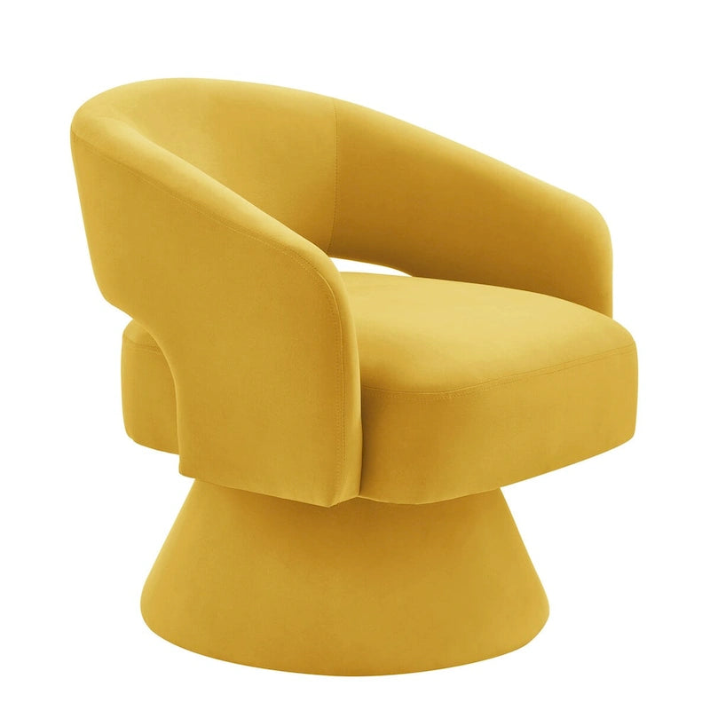 Fauteuil pivotant d'appoint en velours avec dossier ajouré