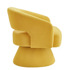 Fauteuil pivotant d'appoint en velours avec dossier ajouré