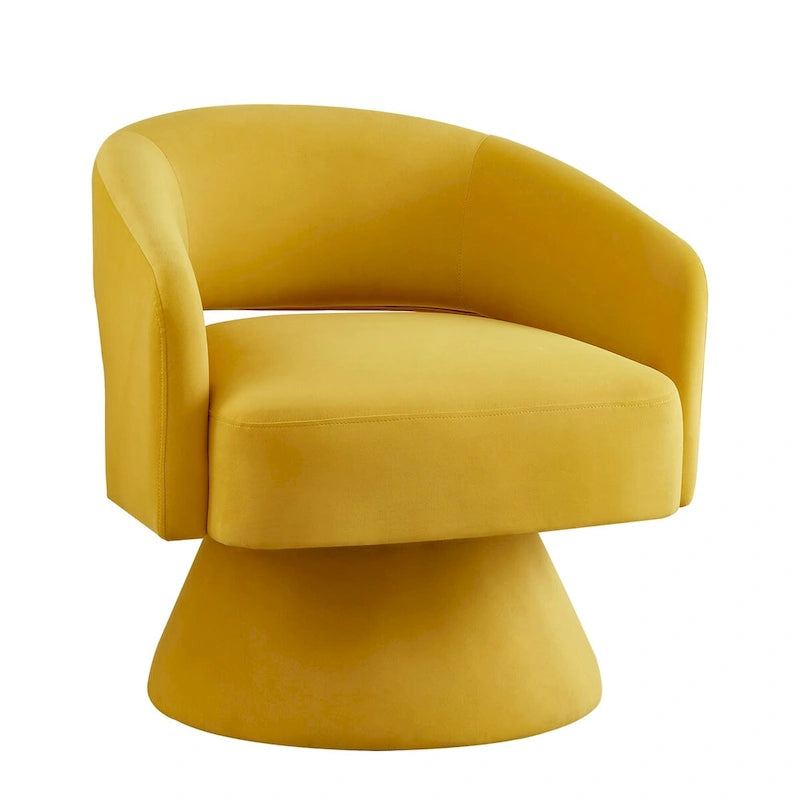 Fauteuil pivotant d'appoint en velours avec dossier ajouré