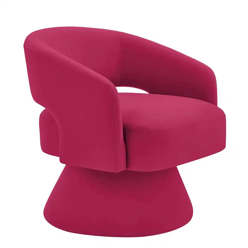 Fauteuil pivotant d'appoint en velours avec dossier ajouré