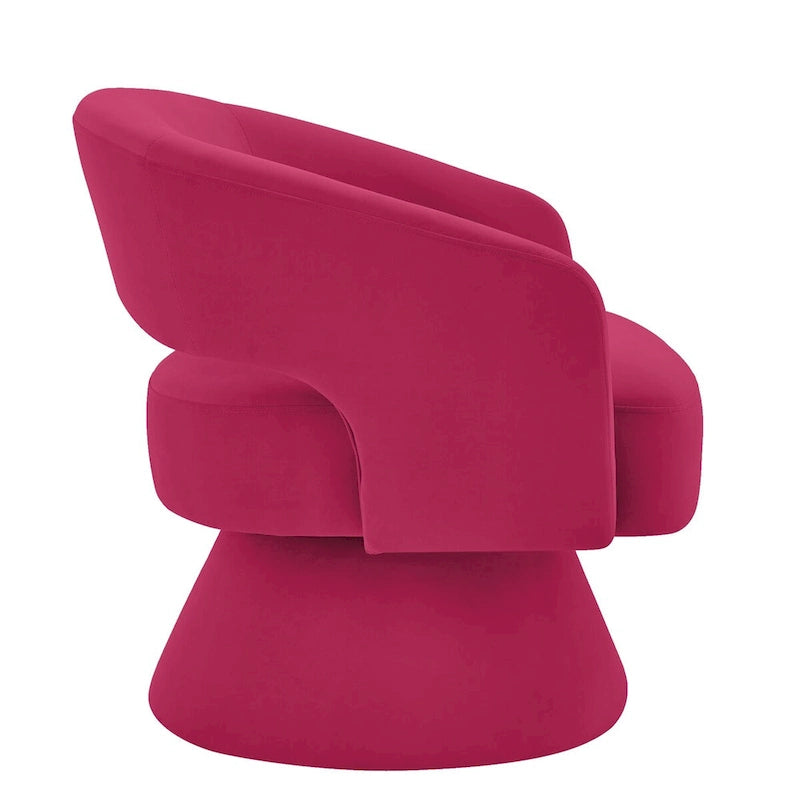 Fauteuil pivotant d'appoint en velours avec dossier ajouré