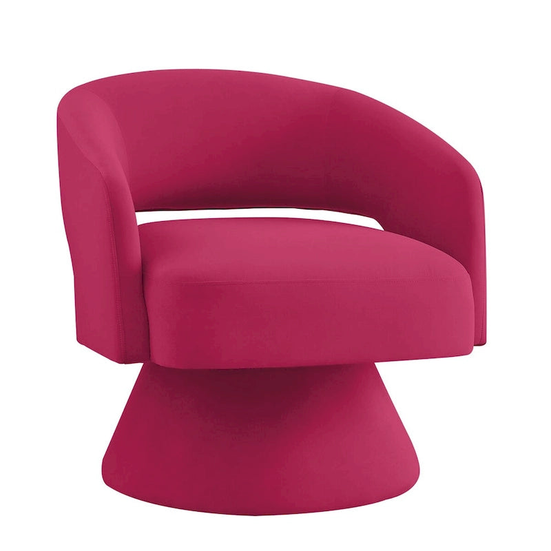 Fauteuil pivotant d'appoint en velours avec dossier ajouré
