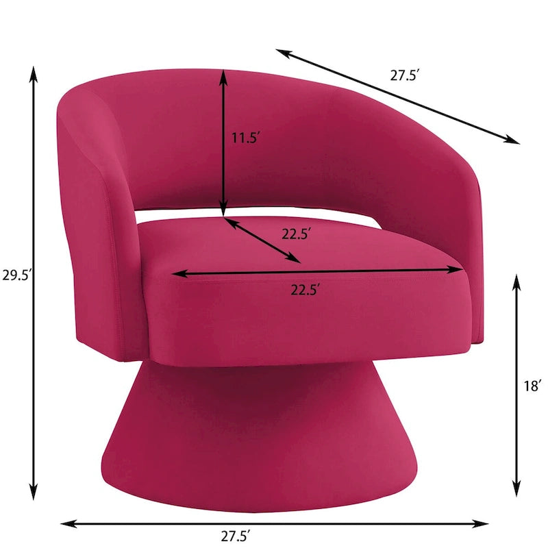 Fauteuil pivotant d'appoint en velours avec dossier ajouré
