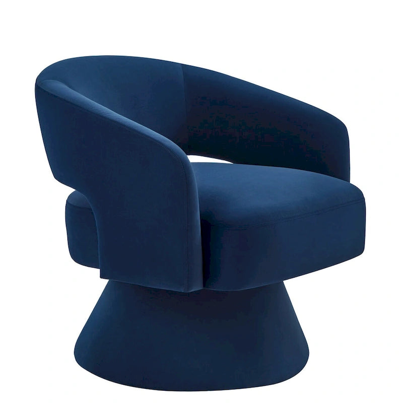 Fauteuil pivotant d'appoint en velours avec dossier ajouré
