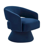 Fauteuil pivotant d'appoint en velours avec dossier ajouré