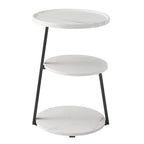 Table d'appoint ronde à 3 niveaux avec rebord surélevé et pieds en métal asymétriques