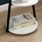 Table d'appoint ronde à 3 niveaux avec rebord surélevé et pieds en métal asymétriques