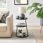 Table d'appoint ronde à 3 niveaux avec rebord surélevé et pieds en métal asymétriques