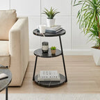 Table d'appoint ronde à 3 niveaux avec rebord surélevé et pieds en métal asymétriques