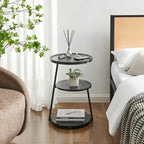 Table d'appoint ronde à 3 niveaux avec rebord surélevé et pieds en métal asymétriques