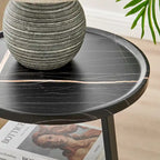 Table d'appoint ronde à 3 niveaux avec rebord surélevé et pieds en métal asymétriques