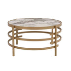 Table basse avec plateau en pierre frittée et structure en métal