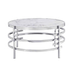 Table basse avec plateau en pierre frittée et structure en métal