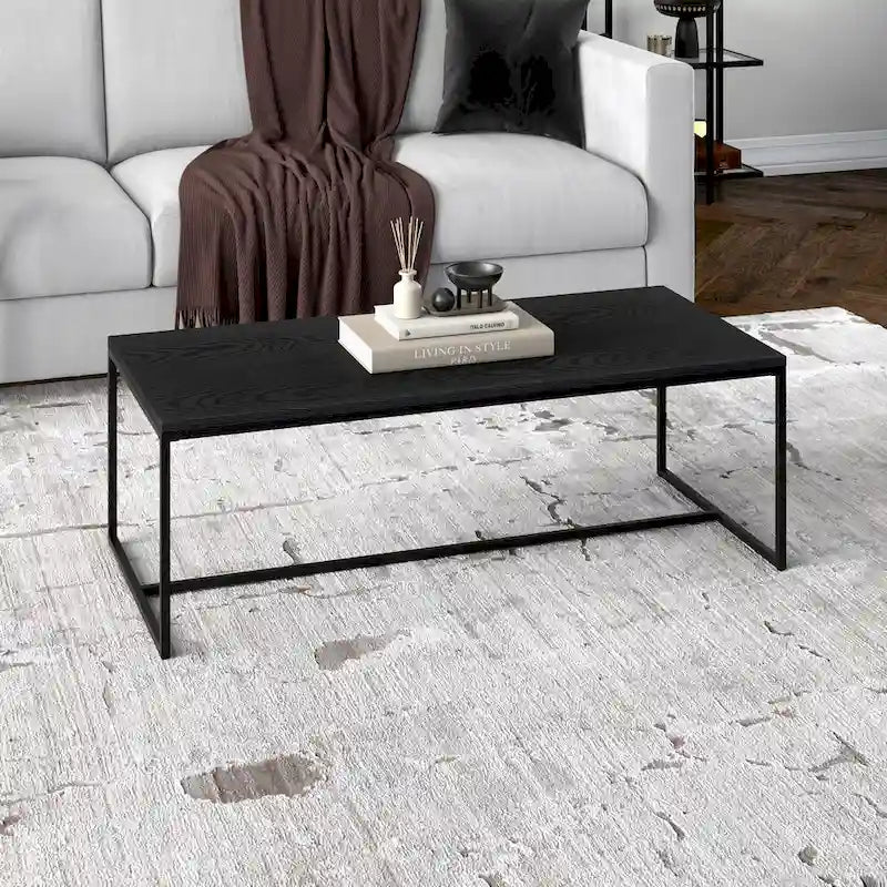 Table basse rectangulaire de 47 po avec cadre en acier