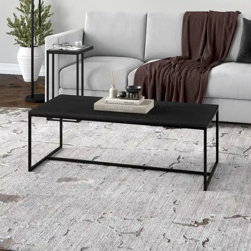 Table basse rectangulaire de 47 po avec cadre en acier