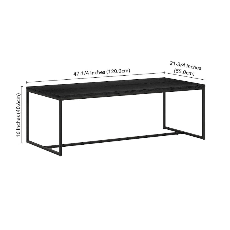 Table basse rectangulaire de 47 po avec cadre en acier