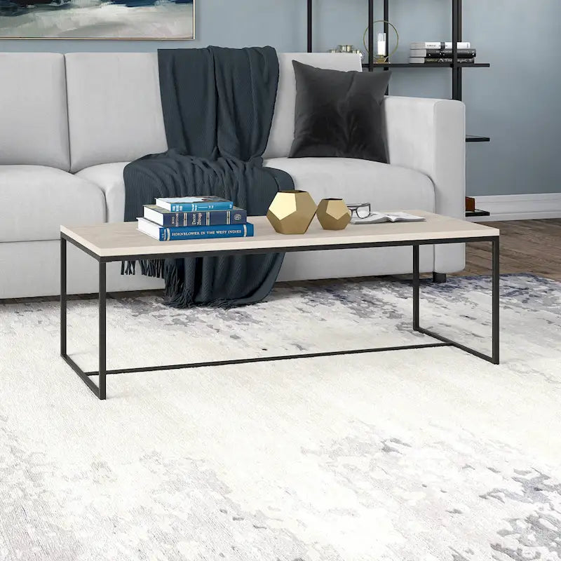 Table basse rectangulaire de 47 po avec cadre en acier