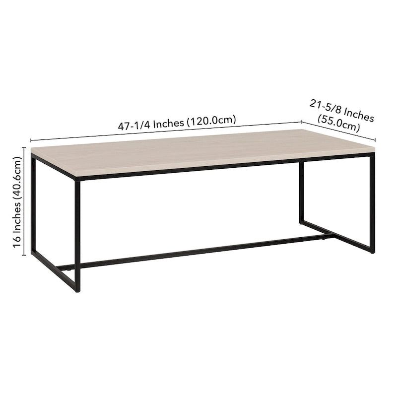 Table basse rectangulaire de 47 po avec cadre en acier