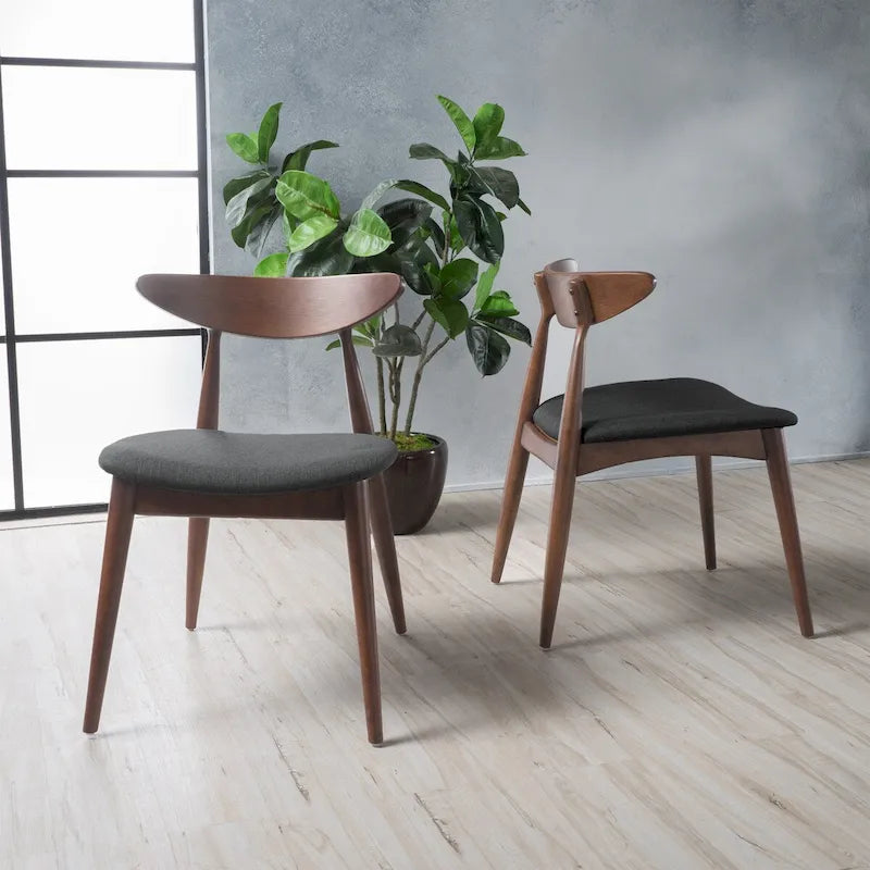 Chaise de salle à manger en tissu, style milieu de siècle, lot de 2