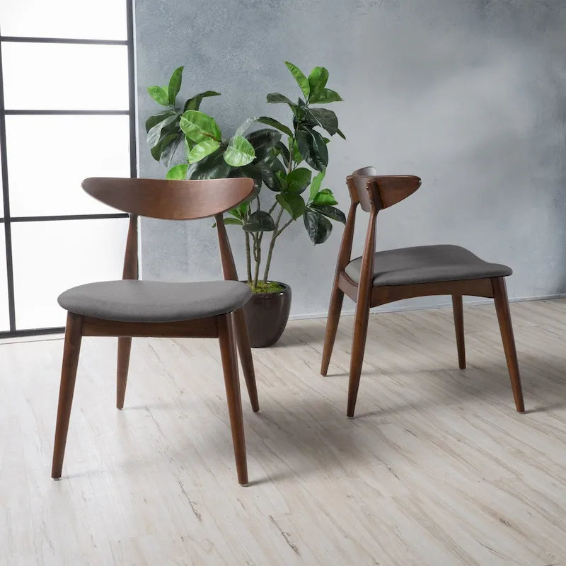 Chaise de salle à manger en tissu, style milieu de siècle, lot de 2